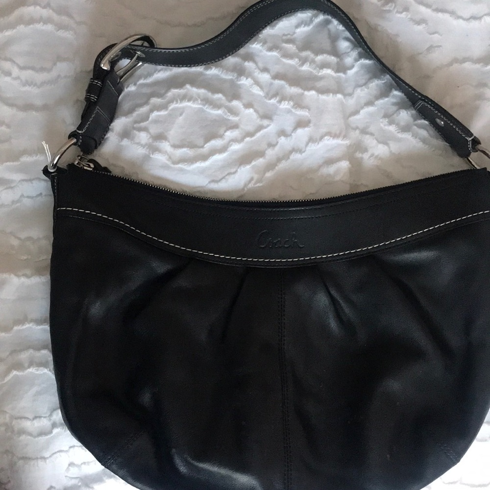 Large Black Leather Coach Bag